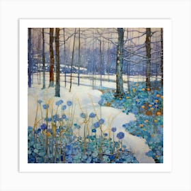 Flowers  In The Snow Art Print