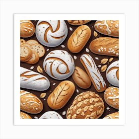 Realistic Bread And Flour Flat Surface Pattern For Background Use Ultra Hd Realistic Vivid Colors (1) Art Print