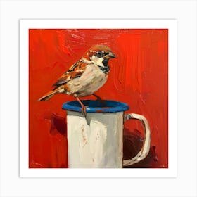 Sparrow In A Mug 1 Art Print