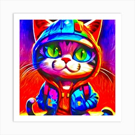 Street Art Kitty Art Print