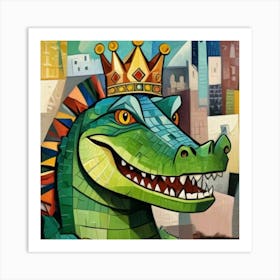 1000013692 Crocodile with crown  Art Print