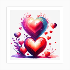 Three Hearts Art Print