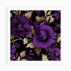 Gothic inspired purple and gold floral Art Print