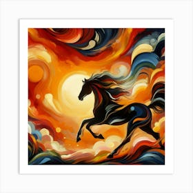 Horse In The Sunset Art Print