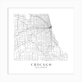 Chicago Illinois Street Map Minimal Square Art Print