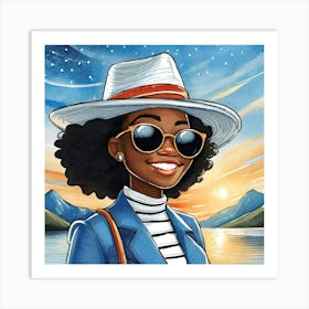 Black Girl In A Hat Art Print