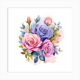 Watercolor Roses 1 Art Print