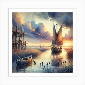 Sailing full tilt goosewinged Art Print