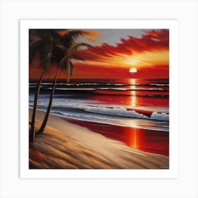 Sunset At The Beach 222 Art Print