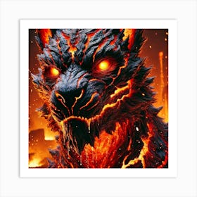 Yang Fire Wolf Art Print