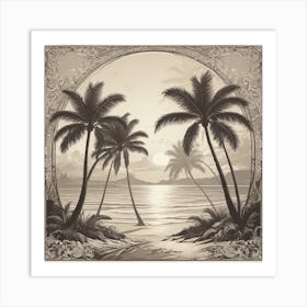 Palm Trees At Sunset Art Print