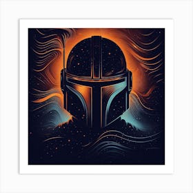 Din Djarin The Mandalorian Cosmic Silhouette Star Wars Art Print Art Print