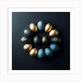 Eggs On Black Background Art Print