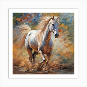 White Horse Running 2 Art Print