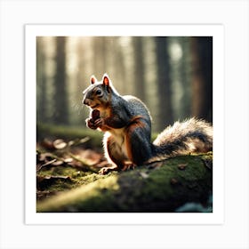 Squirrel In The Forest 210 Art Print