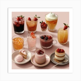 Default Drinks Combined With Food And Desserts Aesthetic 2 Art Print