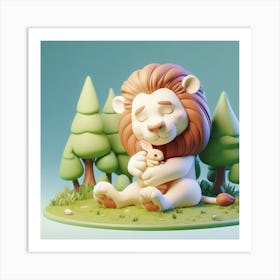 Lion And Bunny Art Print