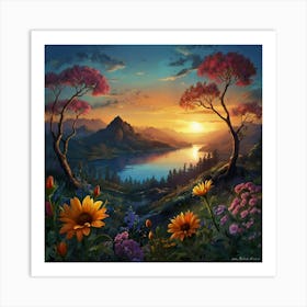 Sunset On The Lake Art Print