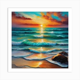 Sunset On The Beach 1071 Art Print