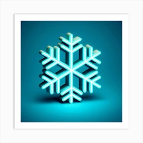 Snowflake On Blue Background Art Print