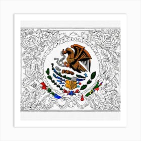 Mexico Flag Coloring Page 4 Art Print