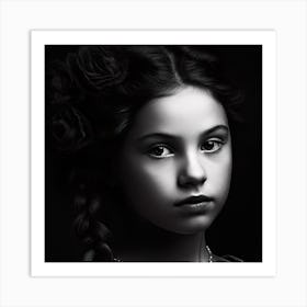 Black And White Portrait Of A Girl Art Print