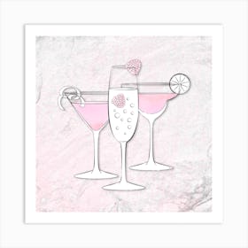 Pink Cocktail Glasses Art Print