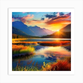 Sunset In The Mountains Art Print