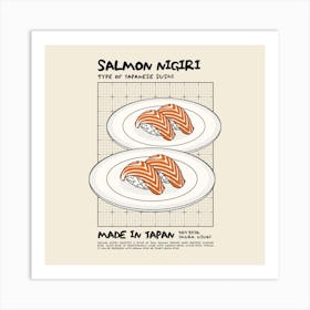 Salmon Nigiri Square Art Print