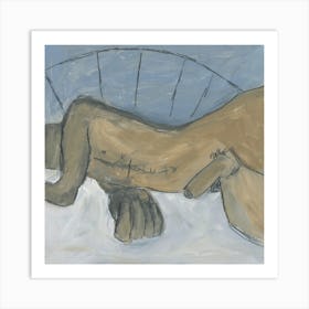 male nude homoerotic gay art adult full frontal nude painting man naked Art Print