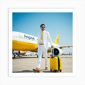 Large White Vacation Transportation Beach Isolated Bag Signs Yellow Happy Protection Air (15) Art Print