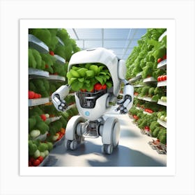 Robot In A Supermarket Art Print