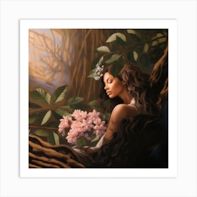 Woman In The Forest Art Print