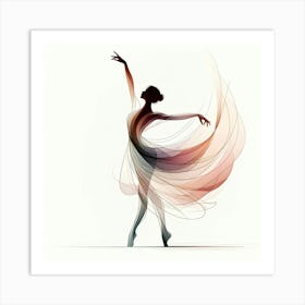 Title: "Harmony in Motion: The Ballet Whisperer"  Description: "Harmony in Motion: The Ballet Whisperer" is a delicate digital art print that captures the ballet dancer's ethereal motion with a spectrum of soft, flowing lines. The subtle gradation of colors from warm to cool tones illustrates the dancer's gentle turn, creating a visual symphony of movement and grace. This artwork is ideal for those who admire the finesse of ballet, the beauty of fluid art, and the simplicity of line work. It's a sophisticated choice for ballet enthusiasts, minimalist art collectors, and anyone looking to add a touch of elegance to their decor. Embrace the quiet beauty of ballet with this exquisite and graceful composition. Art Print