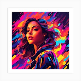 Girl With Colorful Paint Art Print