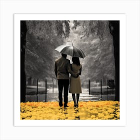 Couple In The Rain 1 Art Print