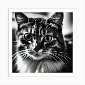 Black And White Cat 25 Art Print