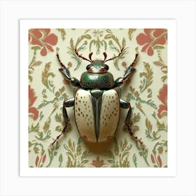 Vintage insect on wallpaper Art Print