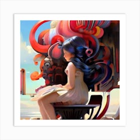 Girl Sitting On A Chair Art Print