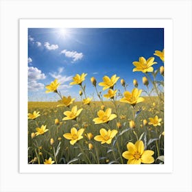 Field Of Yellow Flowers 12 Art Print