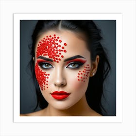 Beautiful Woman With Red Makeup 3 Art Print