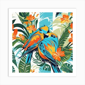 Tropical Parrots Art Print