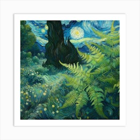 Van Gogh style, Green fern Art Print