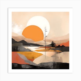 Abstract Landscape Painting Warm Neutral Tones Art Print