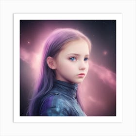 Girl in the galaxy Art Print