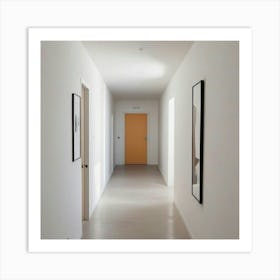 Hallway With Orange Door Art Print