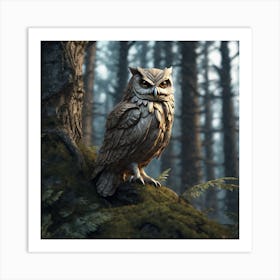 Owl In The Forest 113 Art Print