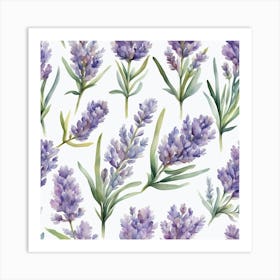 Lavender Watercolor Seamless Pattern 2 Art Print