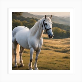 White Horse In The Field 2 Art Print