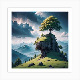 Tree On Top Of A Mountain 8 Art Print